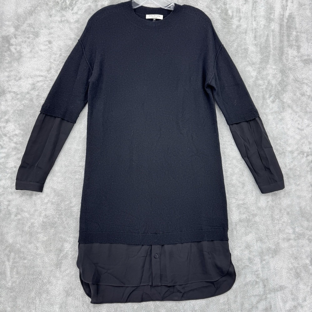 Halston Heritage Sweater Dress Womens Medium Wool Cashmere Silk Quiet Luxury